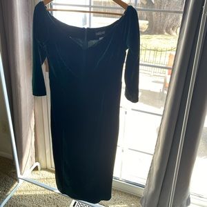 Emerald velvet dress Collectif L/UK 14 midi wiggle